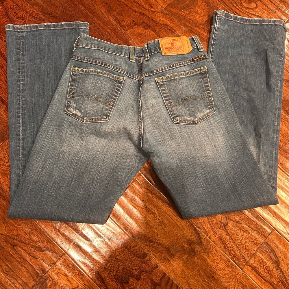 Woman's 28X 31 distressed button fly high waist Lucky Brand Flare Women's Jeans - Picture 4 of 5